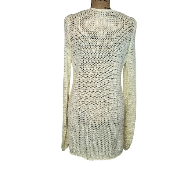 J. Jill Shiny Soft Butter Loose Weave V-Neck Tunic Cotton Blend Sweater Size Lg - Picture 6 of 8